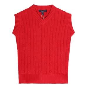 NEW PEDAL boy's darby cable knit vest in red